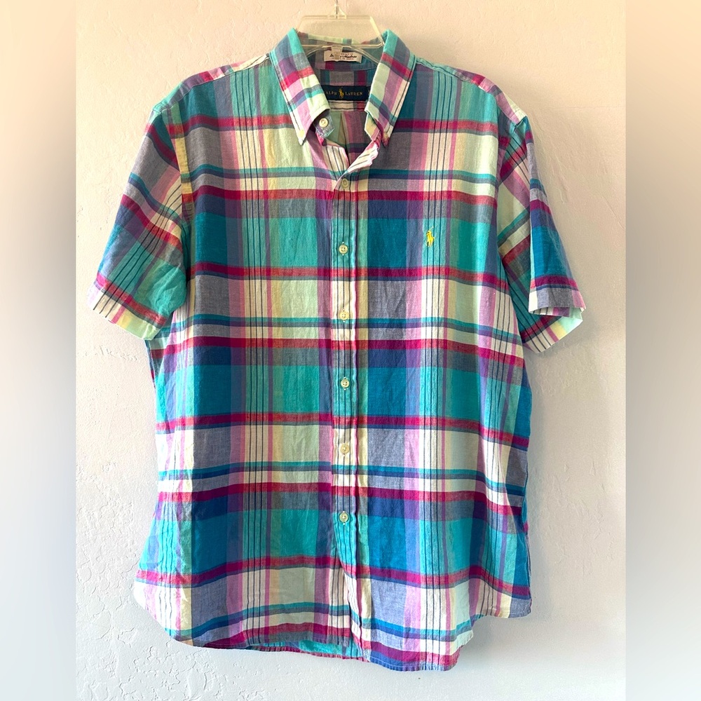 Ralph Lauren Shirt Mens  Size Large Short Sleeve Multicolor Plaid